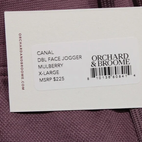 Orchard & Broome NWT Canal Joggers / Sweatpants Size XL US In Mulberry Purple